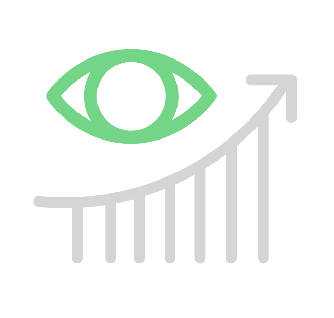 Icon representing data visibility and performance tracking using a progress indicator.